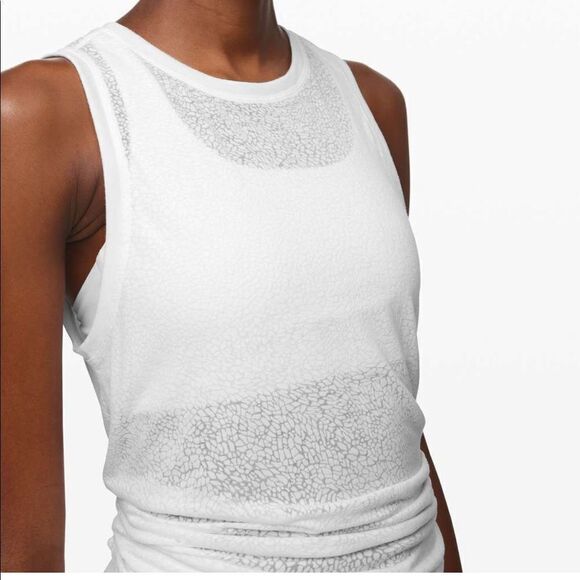 NWT New LULULEMON Meet Halfway Open Back Tank Black Mesh Lace Texture PSHT 10 - Picture 7 of 7